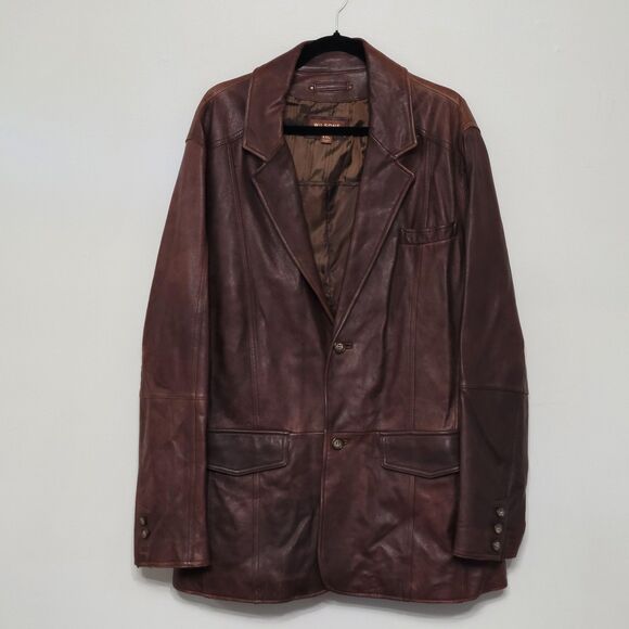 Vintage Wilsons Men's Brown Leather Blazer Jacket XXL 70s 80s Retro Outerwear - Picture 2 of 5